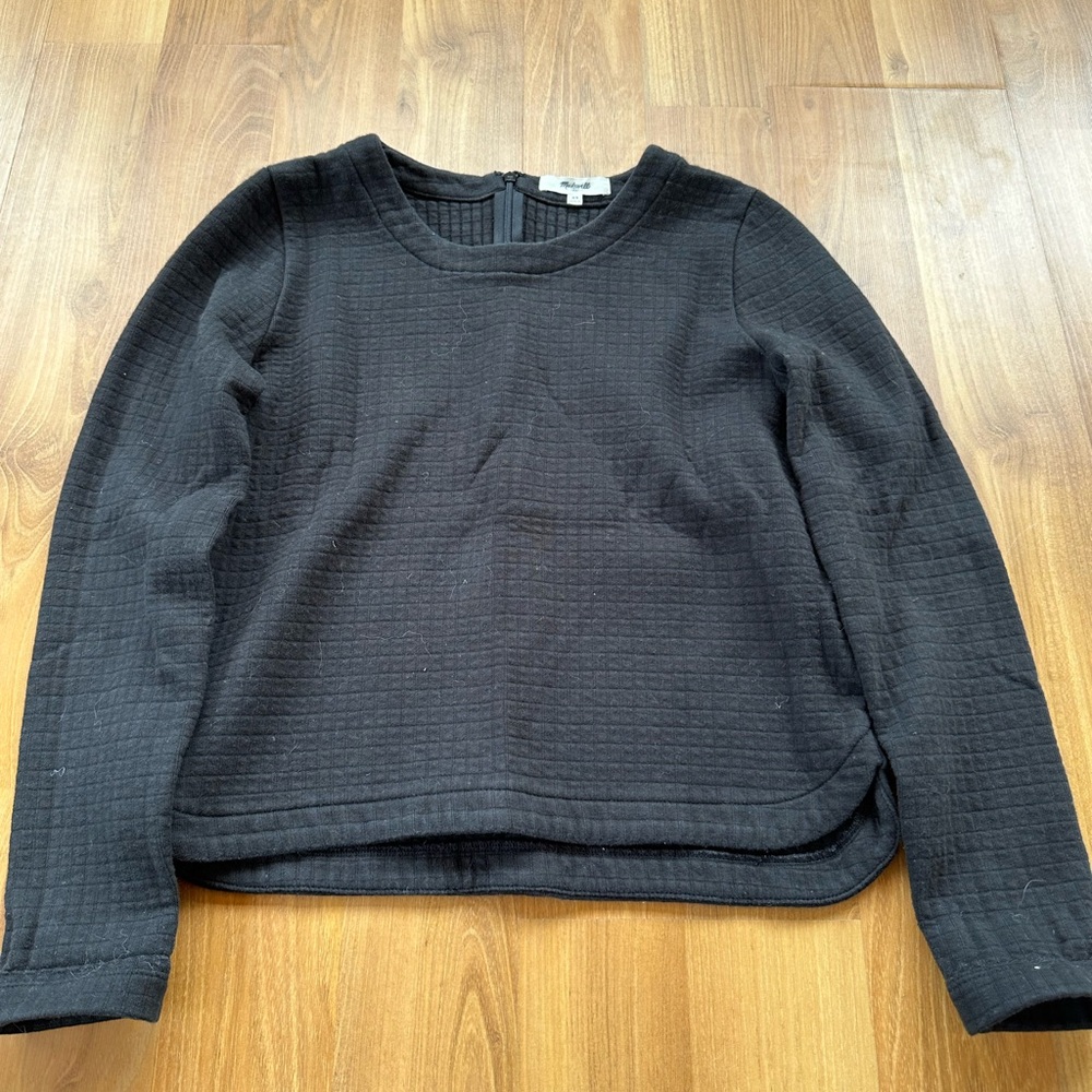 Black, XS, thick cotton crewneck